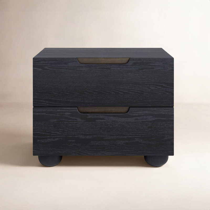Estelle Beethoven Wood 2 Drawer 28" Nightstand, Black