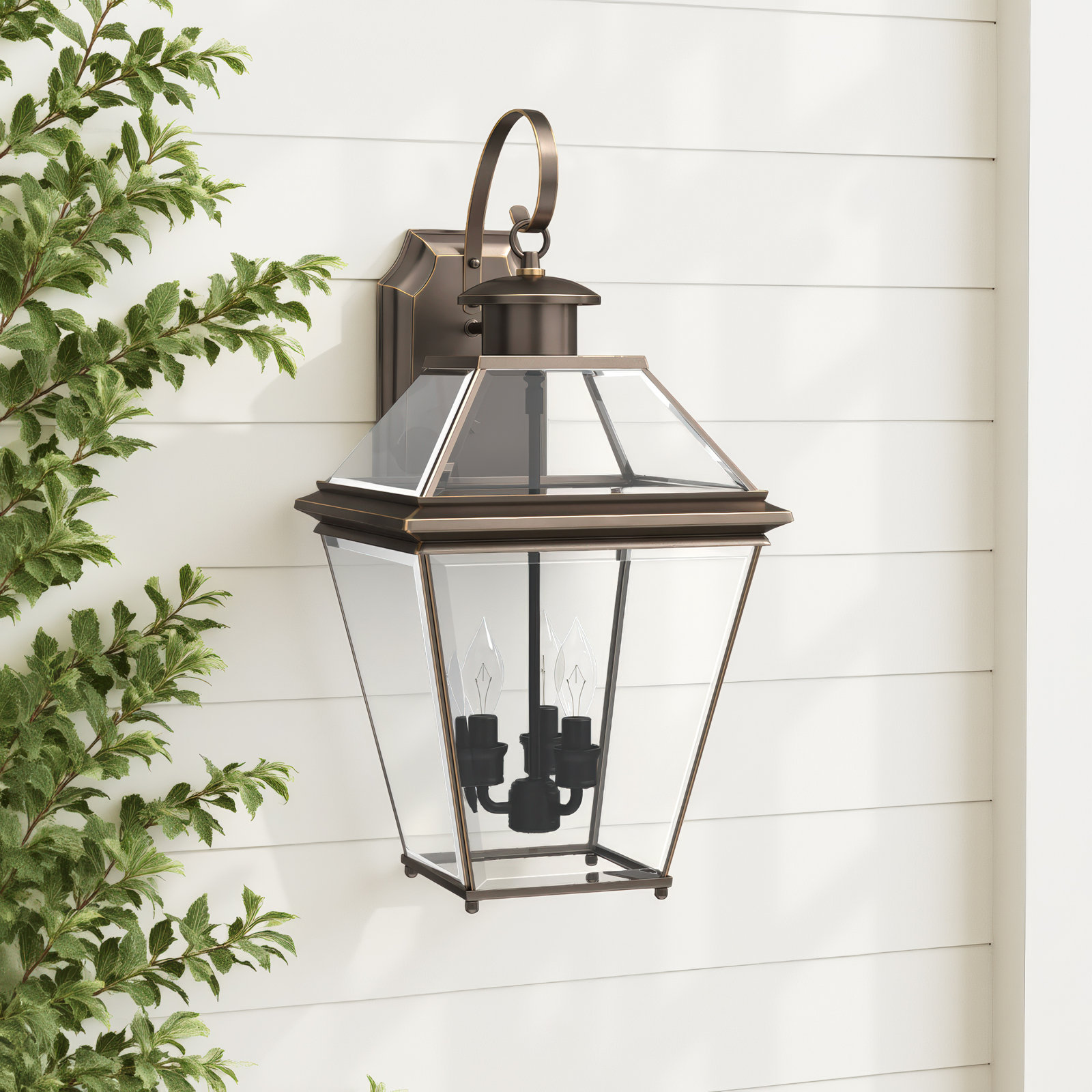 Calais 3 Light Empire Outdoor Wall Light, Antique Bronze