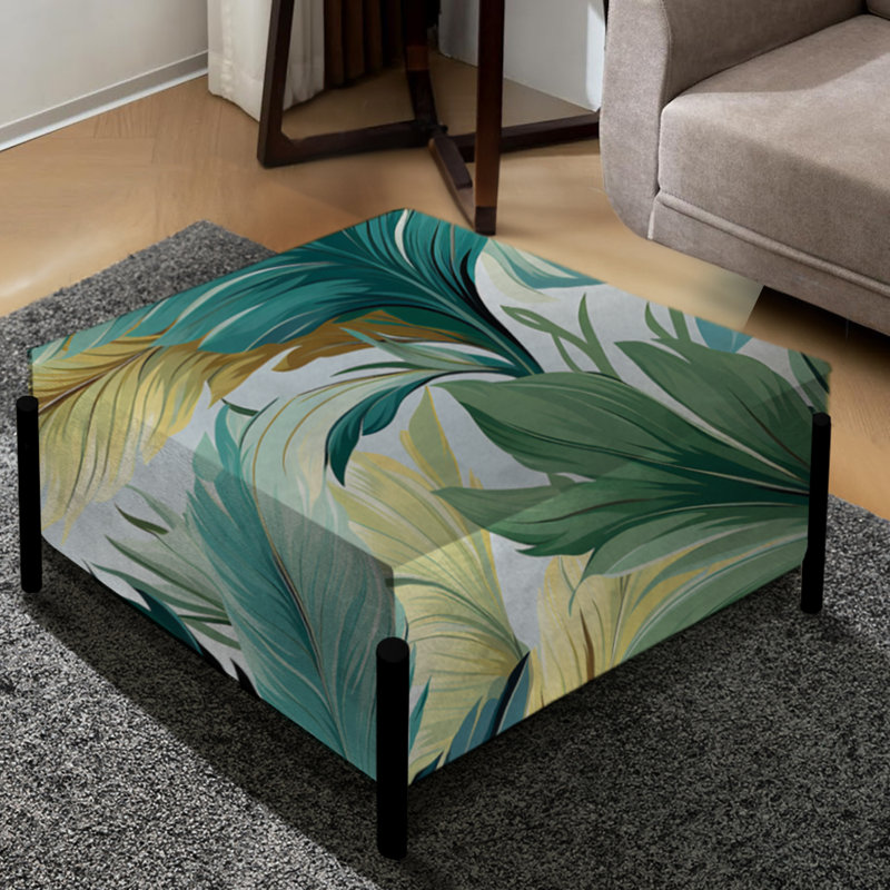 Palm Mirage - motif tropical I - grand repose-pieds carré tropical