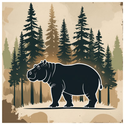 Hippo In Pine Forest Comforter