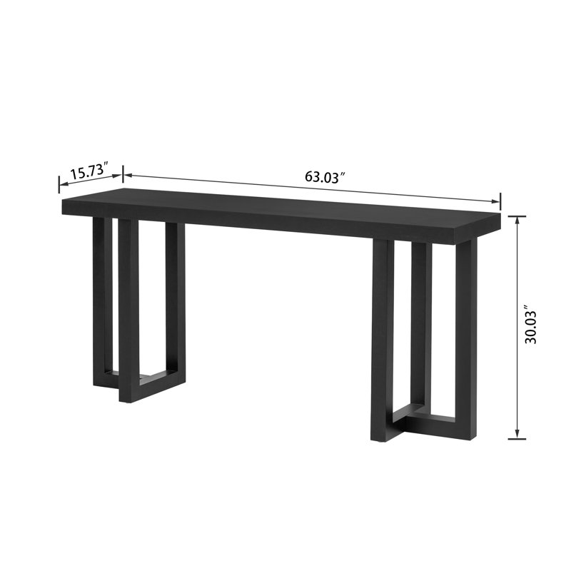 Table d'entrée vintage classique avec pieds en bois de pin massif, Noir