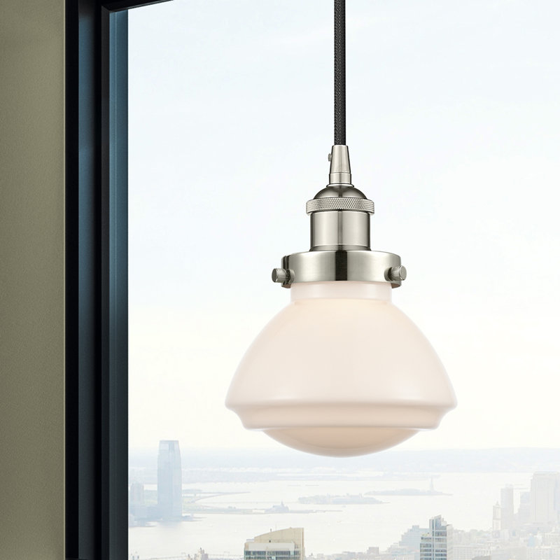 Luminaire suspendu en forme de cloche à 1 lumière Caille, Blanc, Nickel poli