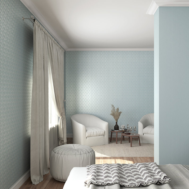 Rouleau de papier peint à motif géométrique zigzag L 33 pi x l 21 po Serene Collection, Gris/vert