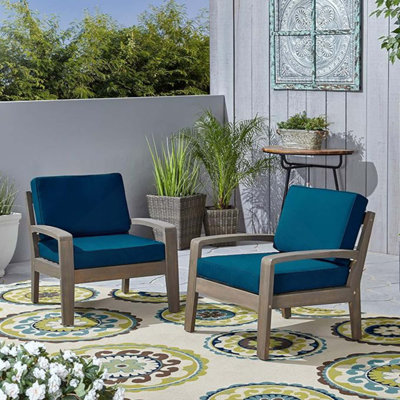 Charmant fauteuil club en bois d'acacia avec panneau à lattes et coussins Sunbrella durables pour le confort et le style extérieurs