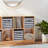 White And Light Grey Stripe Collapsible Storage Cubes - 6 Pack For Easy Organization