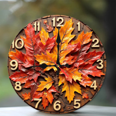 Horloge murale à feuilles d'automne