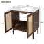 Meuble-lavabo de 30 pouces avec portes en bambou tissées à la main-716603751