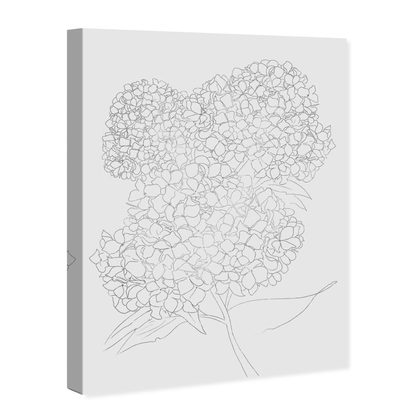 Jardin d'hortensias - impression, H 36 po x l 30 po, Toile tendue