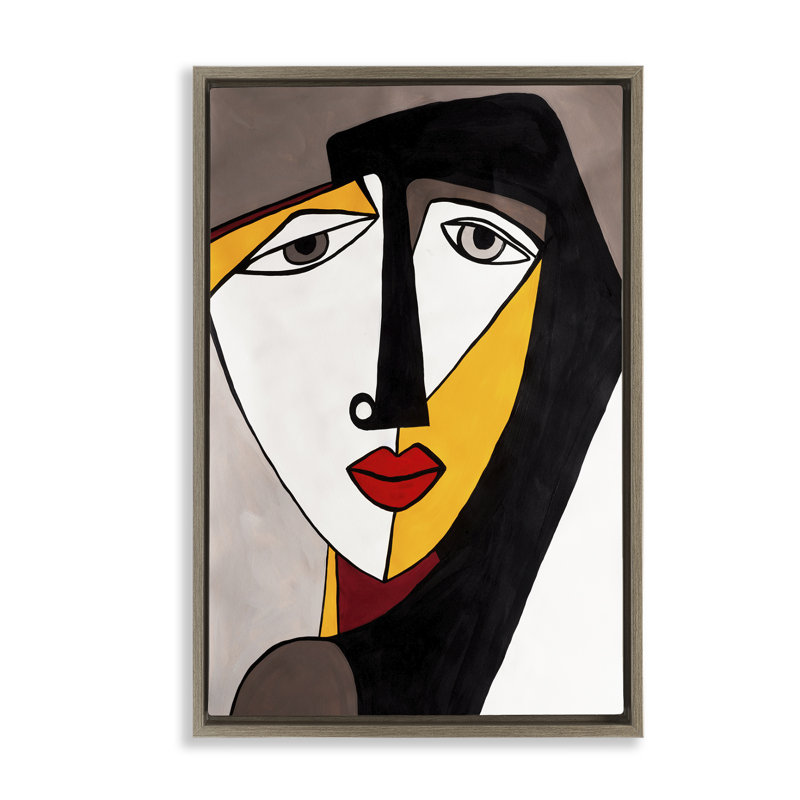  «Cubist Bold Face Floater» par Ruth Fromstein, H 31 po x l 21 po, Cadre flottant orme Montalcino