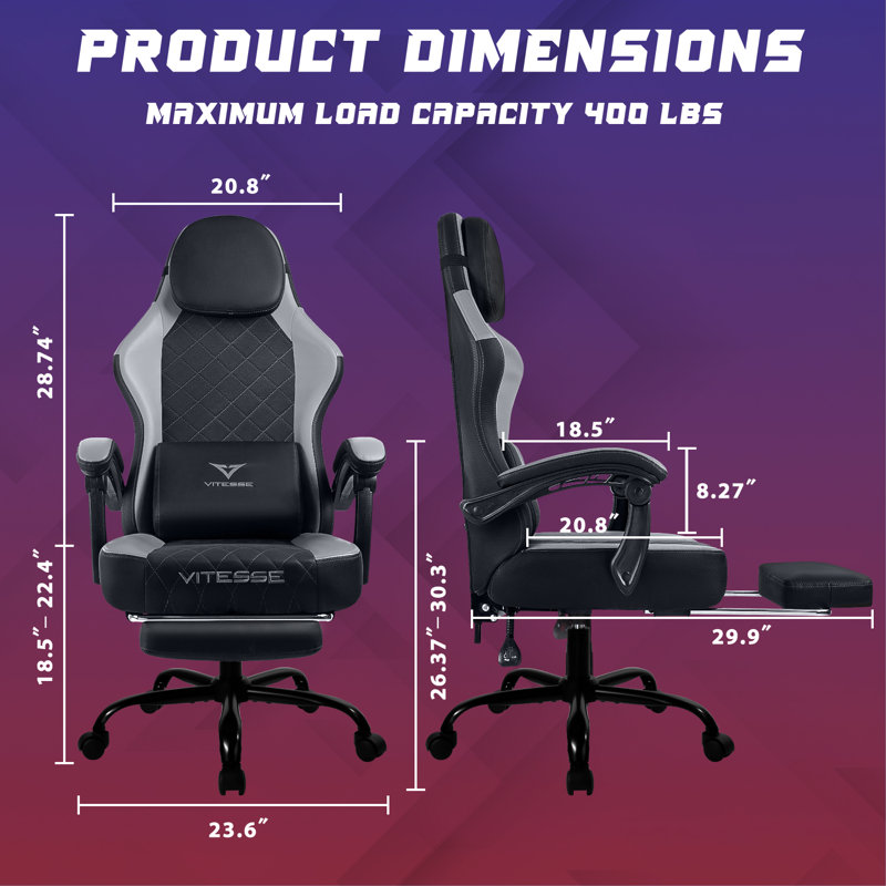 Fauteuil de jeu réglable et inclinable, Noir / gris
