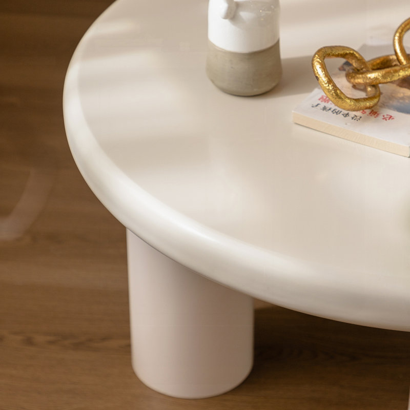 Circular Beige Cream Coffee Table Set