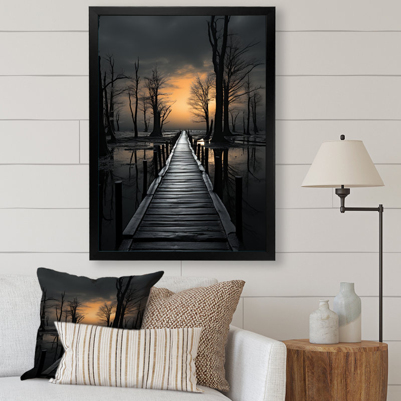«Bridge To Nowhere Scenery II», reproduction sur toile, H 44 po x l 34 po x P 1,5 po, Cadre simple noir
