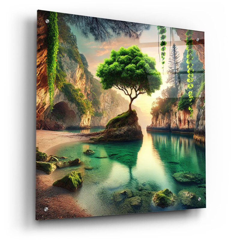  «Paradise Cove» par Rey Klimt, art mural en verre acrylique, 24 po x 24 po