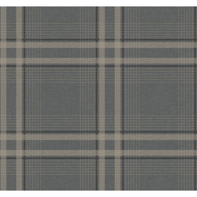 Country Club Plaid Charcoal Faux Linen Wallpaper