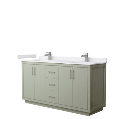 66'' Double Bathroom Vanity with Cultured Marble Top