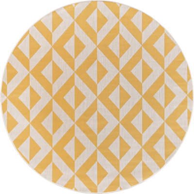 Tapis intérieur / extérieur en polypropylène tissé à la machine géométrique jaune / ivoire