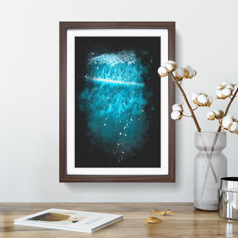 Ocean Surf - Picture Frame Graphic Art Print, 33cm H x 24cm W x 2cm D, Walnut Framed