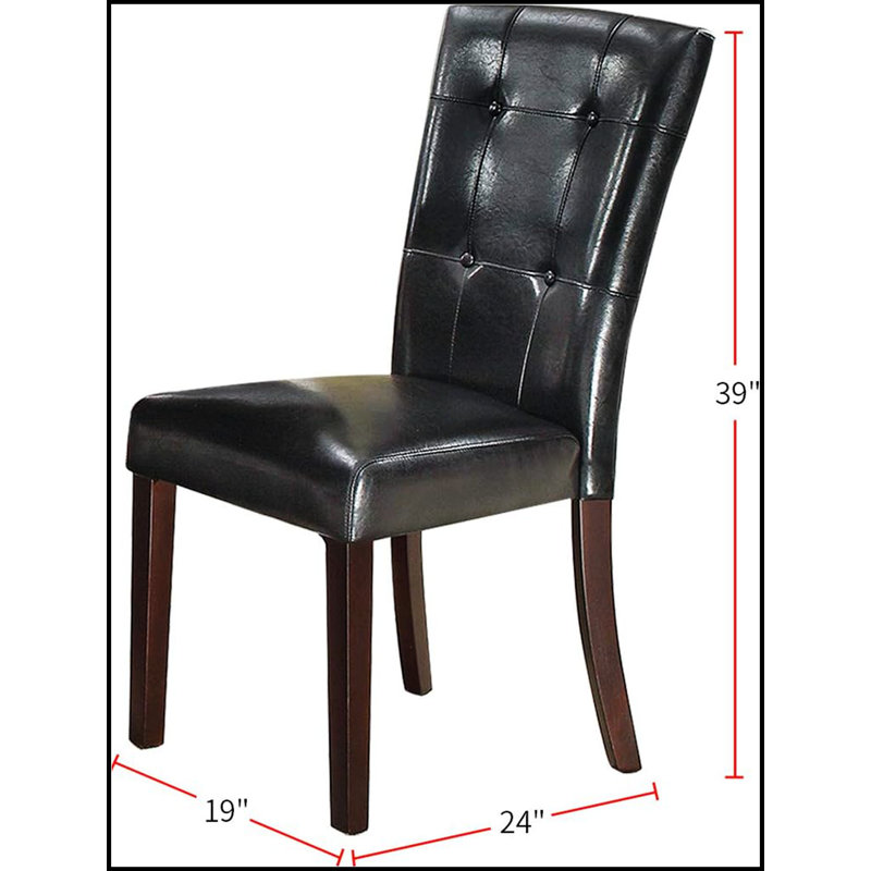 Ensemble de 2 chaises d'appoint modernes en similicuir noir capitonné Modern Parson, Noir