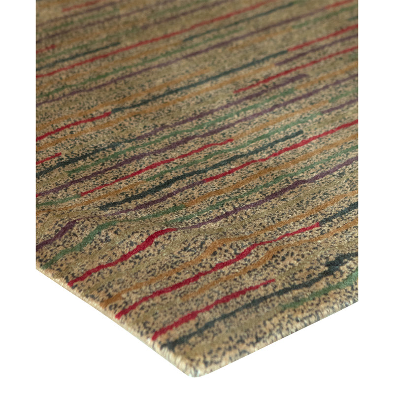 Hand Knotted Wool Striped Area Rug