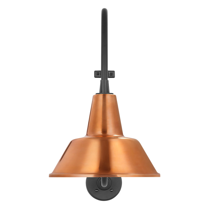 Thomas O'Brien, "Academy 18" Larrabee Barn Light in Matte Black with 12.5" Soft Copper Bowers Shade, Copper