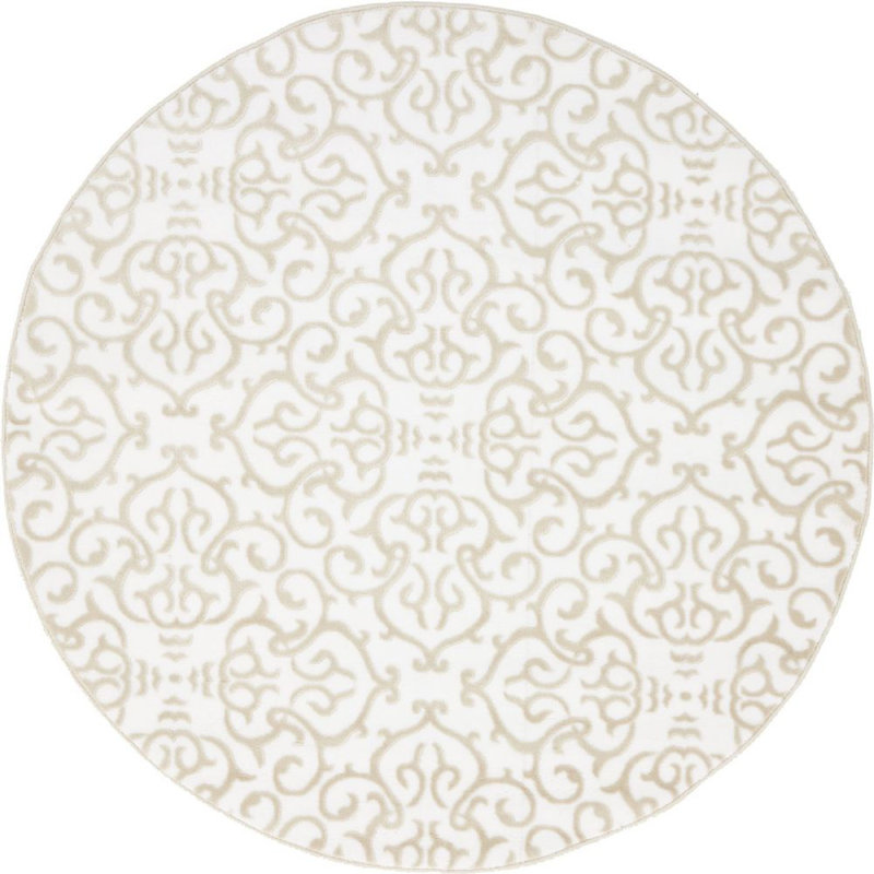 Tapis blanc / beige Anah, Rond 6 pi x