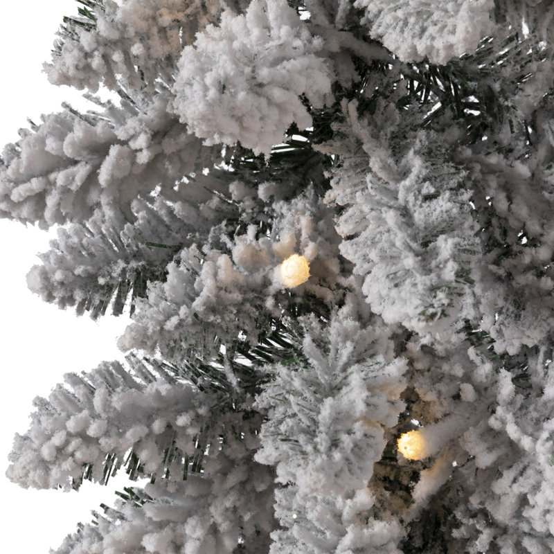 Librada 9ft Flocked Christmas Garland with LED Lights with Timer