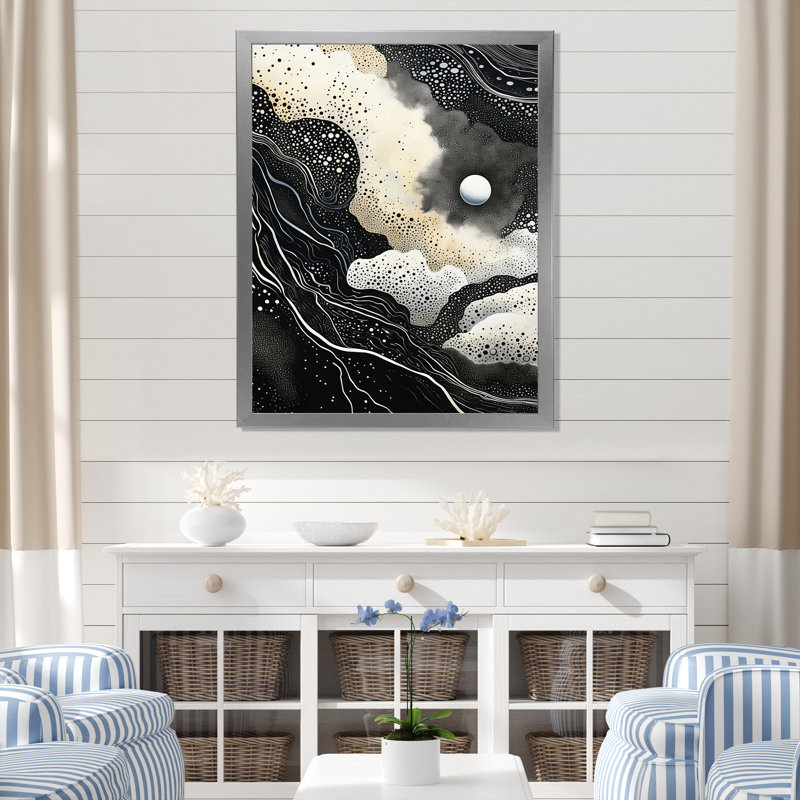 Deep Marine Scenes Modern Collage II - impressions sur toile abstraites, Cadre simple argenté, H 32 po x l 24 po x P 1 po