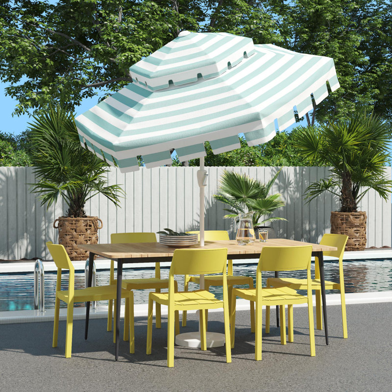 Franks 205cm Market Parasol, Rose, White