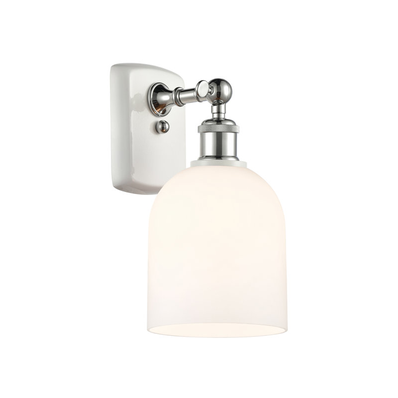 Anacaren Steel Armed Sconce, White Polished Chrome, Glossy White