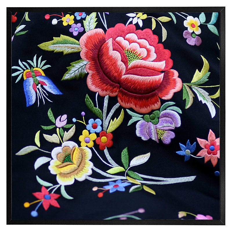 Lindan Vibrant Flowers 1 Piece Single Picture Frame Wall Art, 51cm H x 51cm W x 4cm D, Black Framed