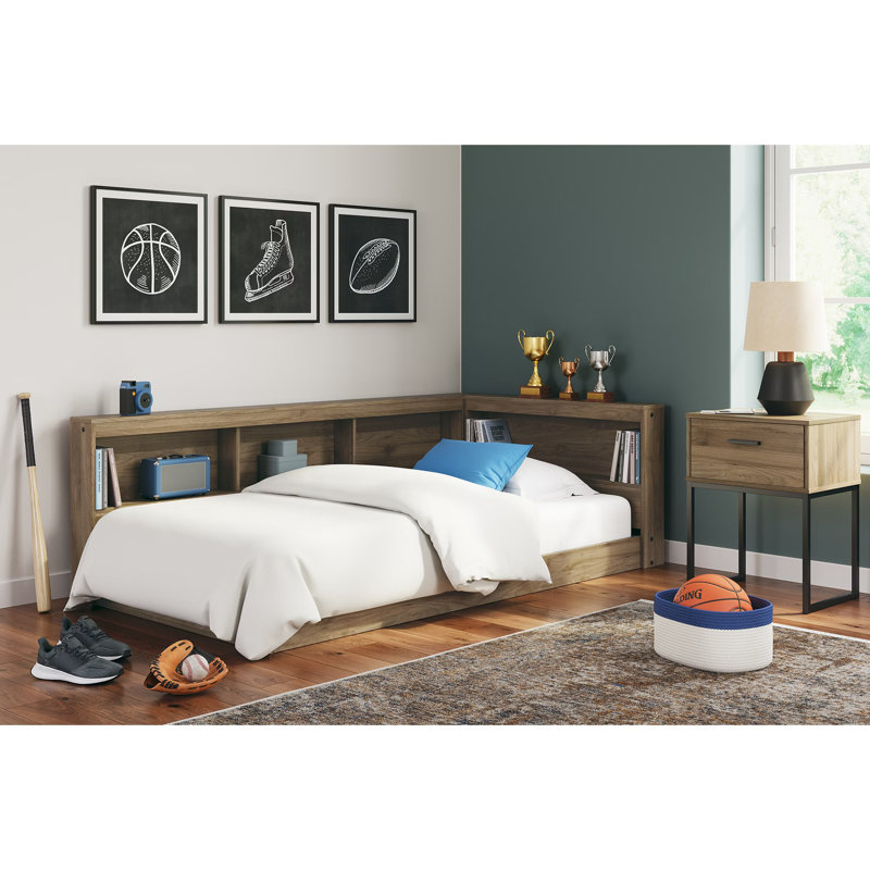 Teddy Bed with Bookcase, Twin, Brown