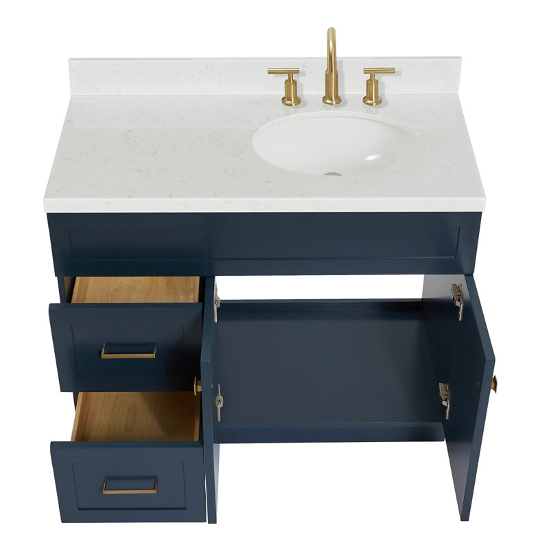 Meuble-lavabo sur pied simple 42 po avec plateau Abell, Bleu minuit