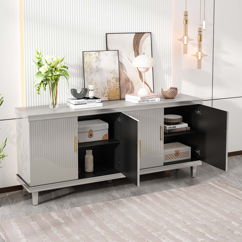 Large Size 4-Door Cabinet, Champagne, 32.28" H x 70.07" W x 15.75" D