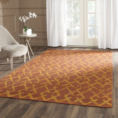 Tapis géométrique en laine et coton tissé à plat Straw Patch