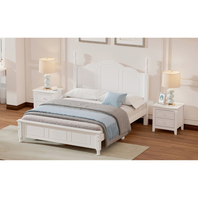 Structure de lit plateforme en bois, lit plateforme de style rétro avec support en lattes de bois