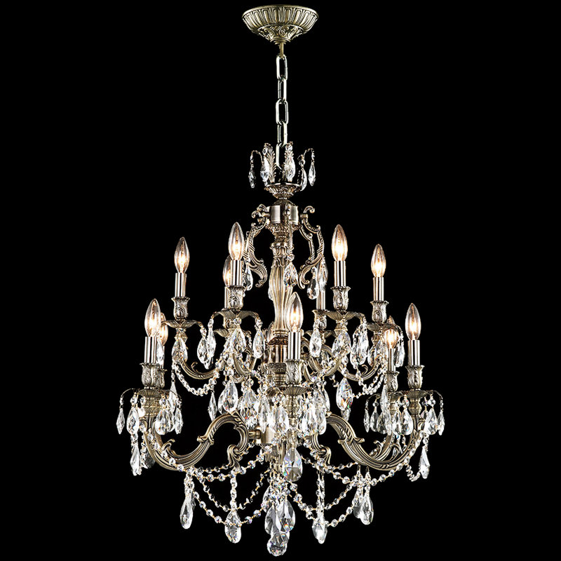 Brindisi 12 - Light Chandelier, Chinese (K9), Monaco Bronze, Clear