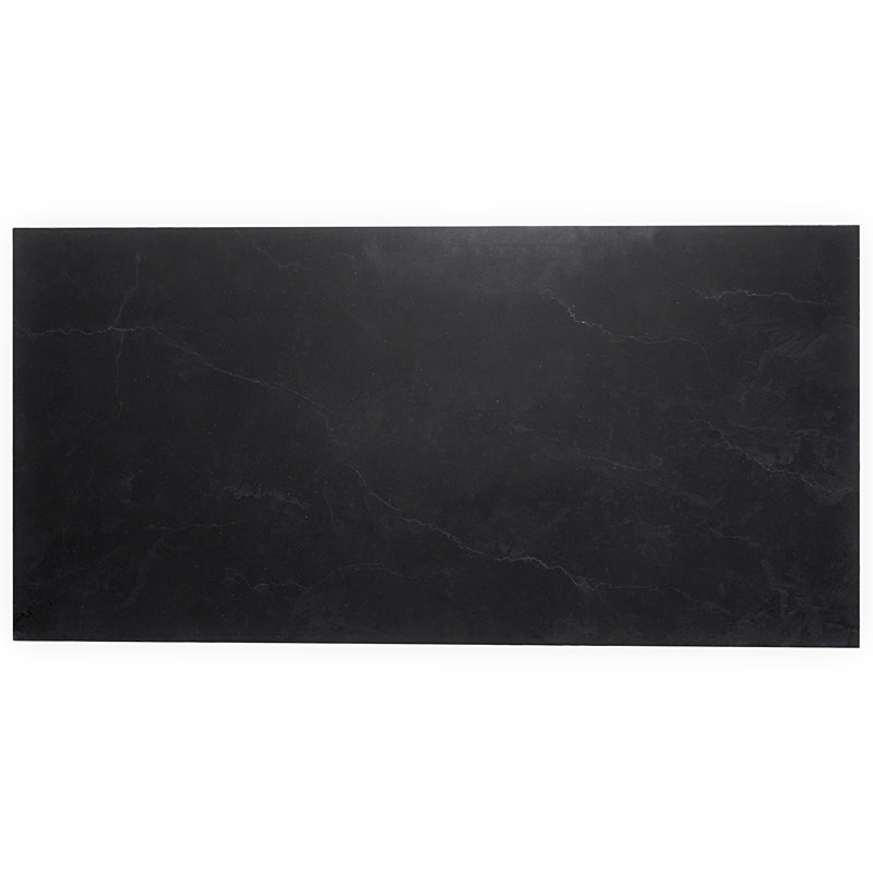 Carreau de marbre noir 12 po x 24 po Blackout Nero Marquina, Noir sablé