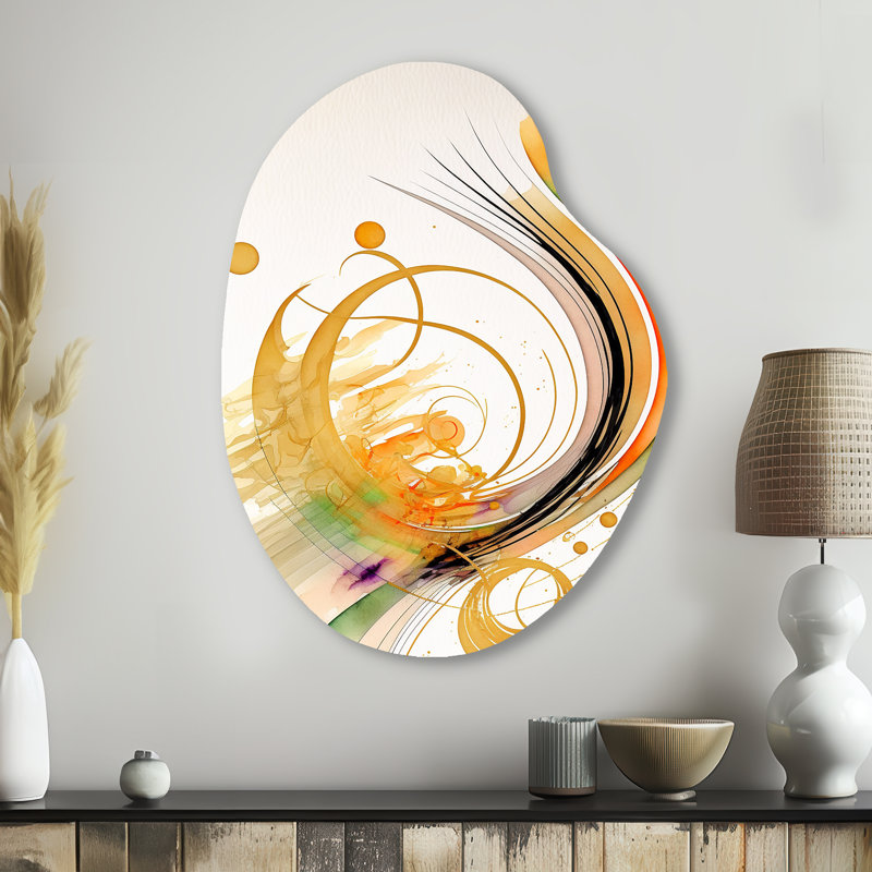 «Christyana Golden Spiral Mouvement II», art mural en métal à spirales abstraites asymétriques, sculpture murale en forme unique