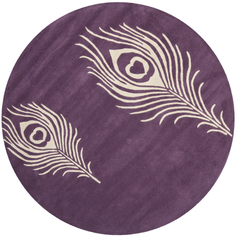 Tapis mauve touffeté à la main Nonia, Rond 6 pi