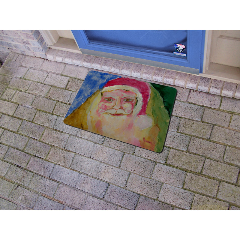Tapis d'entrée / extérieur antidérapant Santa Face, Rectangle 1 pi 6 po x 2 pi 2 po