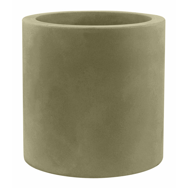 Cilindro - High Resin Pot Planter - Simple, Ecru, 11.75" H x 11.75" W x 11.75" D