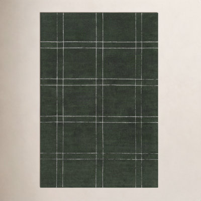 Hand-Tufted Green Plaid Rug