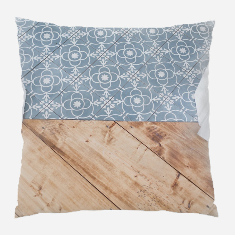 Floor Geometric Microsuede Reversible Throw Pillow