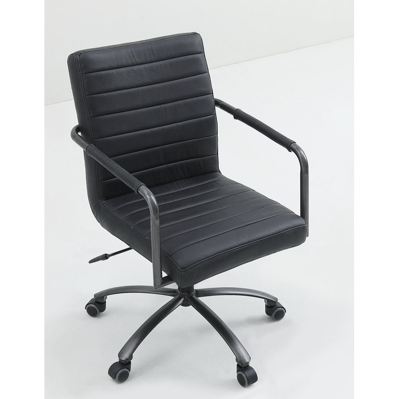 Chaise de conférence en cuir véritable Sanford, Noir onyx
