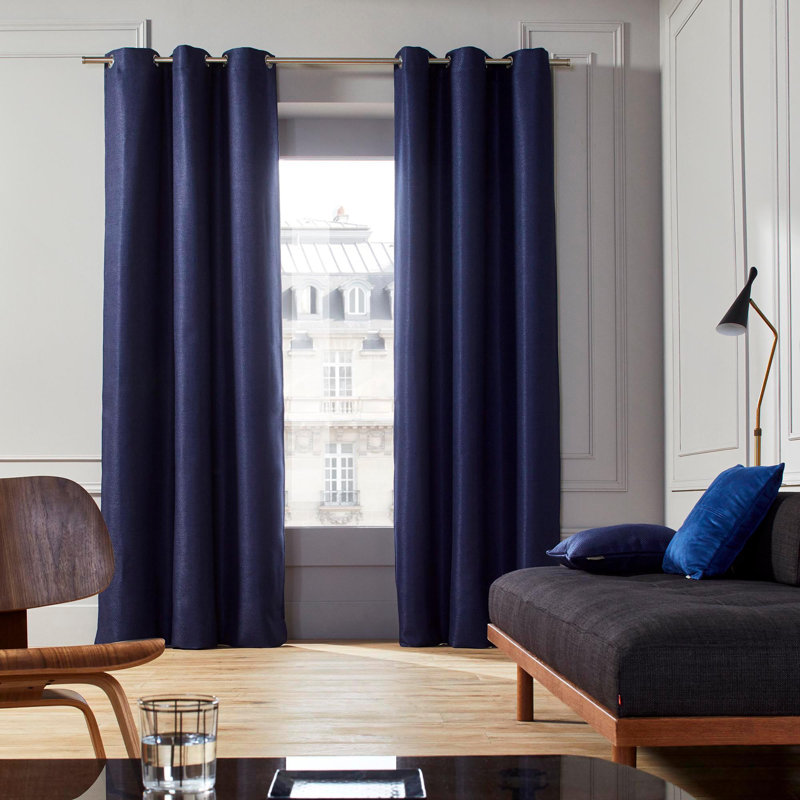 Hearns Room Darkening Single Curtain Panel, Dark Blue, 140 W x 350 D cm