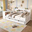 Lit de jour d'angle Somnus double avec tiroirs de rangement, bureau intégré, port de chargement USB et bibliothèque-928160748