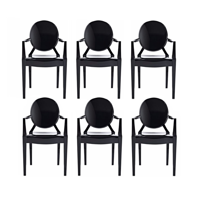 18'' H Stacking Armchair, Black, 6