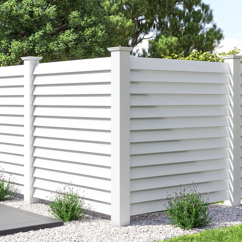 Louvered 6 in. x 6 in. x 102 in. White Inside Corner Vinyl Fence Post