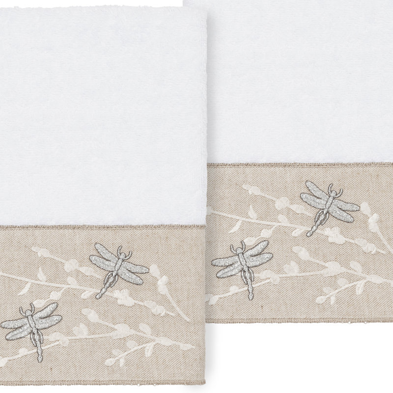 Braelyn 2 Hand Towel Set Turkish Cotton Hand Towel, White