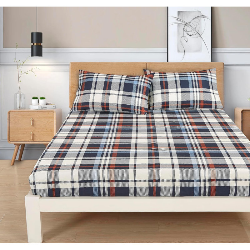 Microfiber Plaid Sheet Set, Full/Double